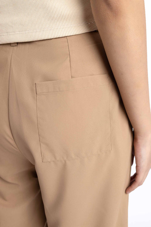 Tan Pleated Wide Leg Pants